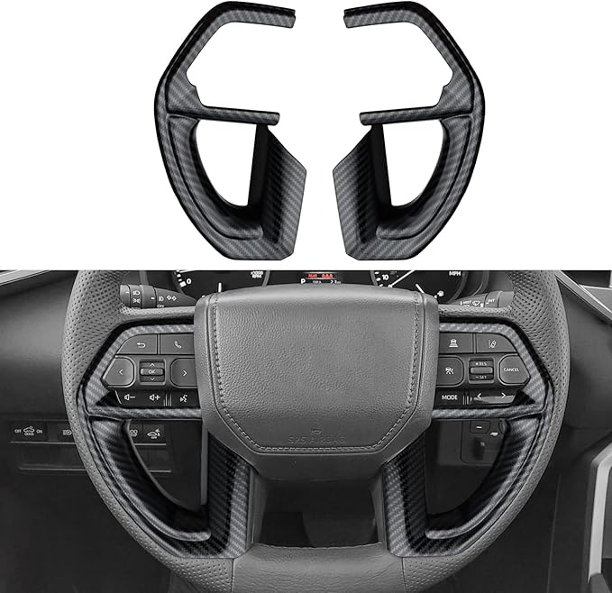 INTGET 2PCS Steering Wheel Cover for 2022-2025 2026 Toyota Tundra Accessories Carbon Fiber Steering Wheel Protector Trim Interior for 2023 2024 2025 2026 Toyota Sequoia Accessories