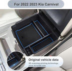 SKTU for 2022-2024 2025 2026 Kia Carnival Center Console Organizer 2022-2024 2025 2026 Carnival Accessories Insert ABS Materials Tray 2024 2025 2026 Carnival Console Tray with Coin and USB Hole (Blue)