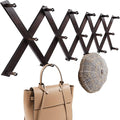 Homode Accordion Wall Hanger, Hat Hangers Wall Mounted, Wood Accordian Coat Rack with 17 Hooks, Expandable Peg Rack Wall Orga
