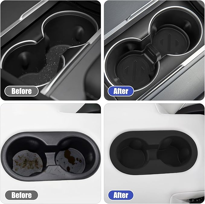 frani Cup Holder Set (2-Piece) Compatible with Tesla Model Y 2021-2026 & Juniper Refresh - Premium Silicone Inserts for Cente