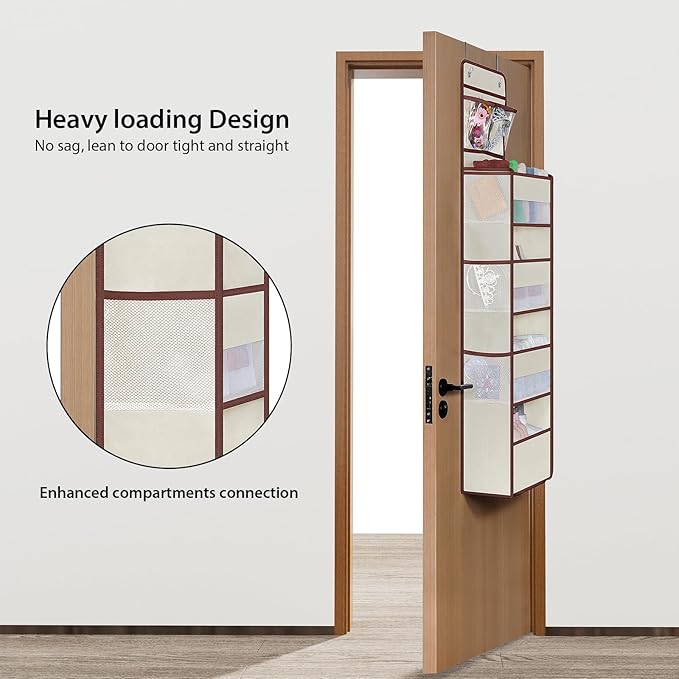 Univivi Over Door Hanging Organizers and Storage Nursery Closet Cabinet Baby Storage with 4 Large Compartments 2 Small PVC Po
