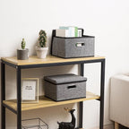 PRANDOM Storage Bins with Lids [3-Pack] Linen Fabric Foldable Storage Boxes Organizer Containers Baskets Cube with Cover for 