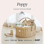 BEBE BASK Premium Baby Diaper Caddy Organizer - Handmade & Award-Winning Scalloped Rattan Basket - Luxury Diaper Caddy Basket