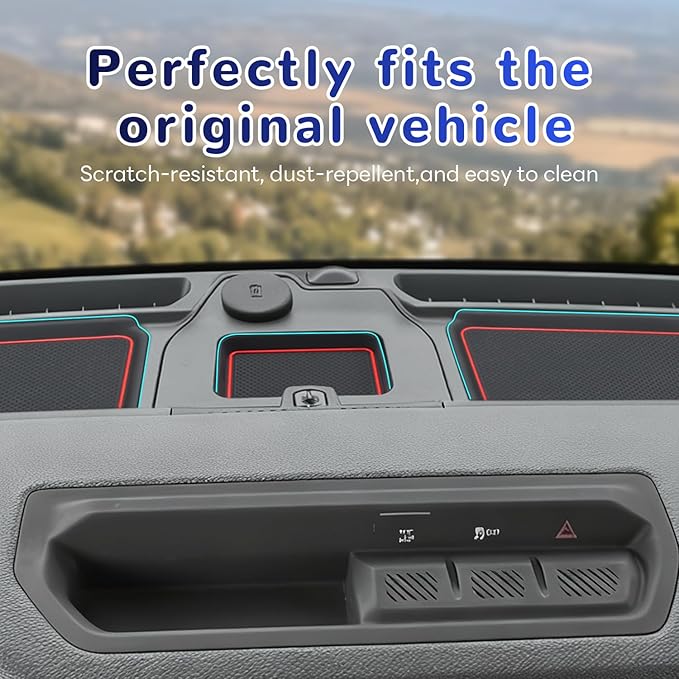 auovo Dash Cover Tray Compatible with Ford Bronco Accessories 2024 2025 2026 Bronco Anti-Slip Silicone Car Dashboard Compartm