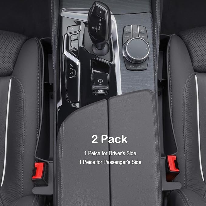 Car Seat Gap Filler, Carseat Side Gap Organizer with Phone Holder & Storage Slot, Auto Interior Accessories, Universal Car Catcher Plug Strip Fit Car SUV Truck, Fill in Between Seat and Console, Black