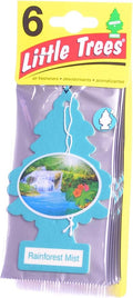 LITTLE TREES Cardboard Hanging Car, Home & Office Air Freshener, Rainforest Mist (Pack of 6)