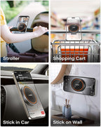 A2C Gym Fitness Phone Mount for MagSafe - 17 N54 Strong Magnets Stable and Secure Phone Mount with Adjustable Strap, 3-in-1 Mount for Gym Equipment, Stroller, Treadmill, Peloton Exercise Bikes