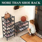 Smiry Small Bamboo Shoe Rack 6-Tier, Stackable Wooden Shoe Organizer for Entryway & Closet, Free Standing Wood Shoe Storage S