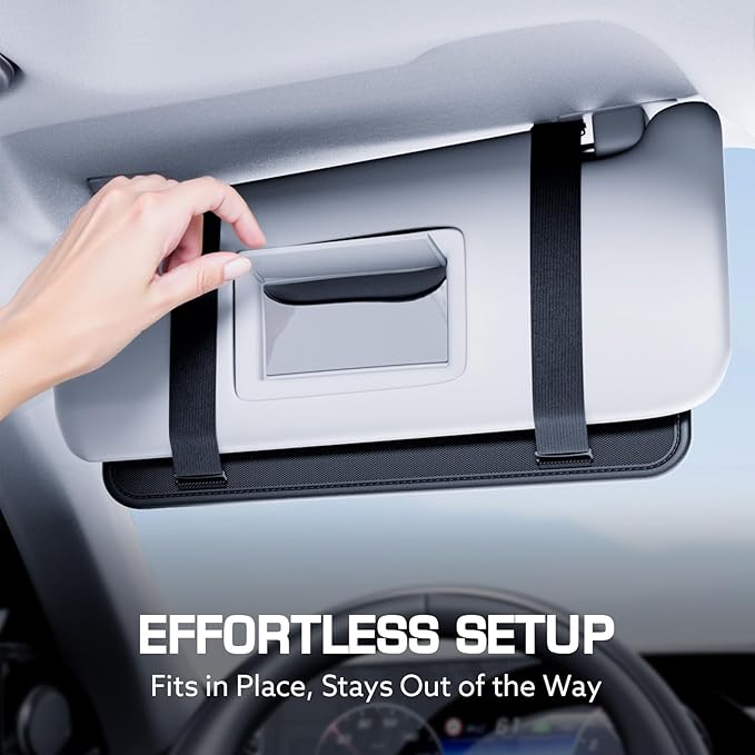 Leather Car Visor Organizer with Tissue Holder, Card Holder and Sunglasses Clip
