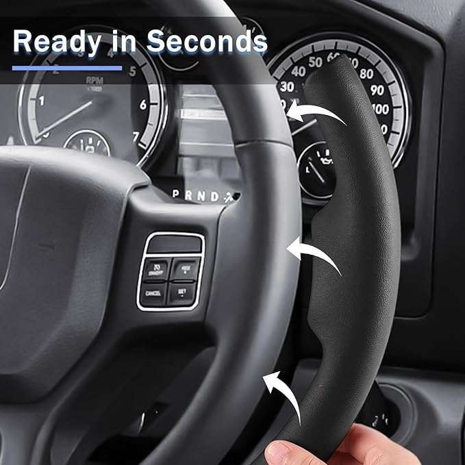 Steering Wheel Cover for Ram 1500, Car Steering Wheel Cover for Dodge Ram 1500 (2012-2018) 1500 Classic(2019-2023) 2500(2012-2018) 3500(2012-2018) 5500(2012-2018), Black