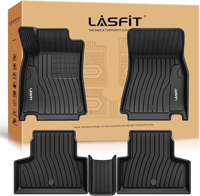 LASFIT Floor Mats for Mercedes Benz GLB 250/35 AMG 2026 2025 2024 2023 2022 2021 2020, All Weather TPE Custom Fit Floor Liners for Mercedes Benz GLB250 & GLB35 AMG 1st & 2nd Car Mats, Black