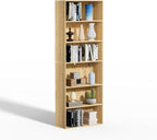 6 Tier Book Shelf，Wooden 6 Cube Storage Organizer,6 Tier Low Bookcase Storage Display Organizer, 64 Inch Versatile Cubes Shel