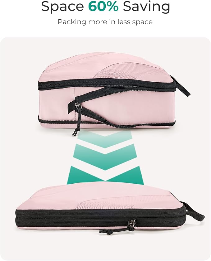 BAGSMART Compression Packing Cubes, 6 Set/4 Set/2 Set Travel Packing Cubes for Carry on Suitcases, Compression Suitcase Organ