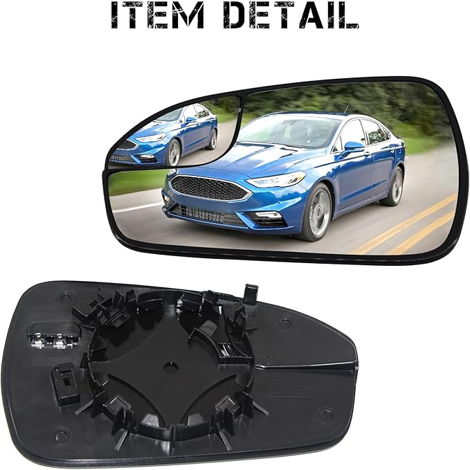 Passenger Right Side Power Heated Mirror Glass Compatible with Ford Fusion 2013-2020 Blind Spot Side View Convex Mirror Glass with Rear Holder Replace DS7Z17K707B DS7Z-17K707-B