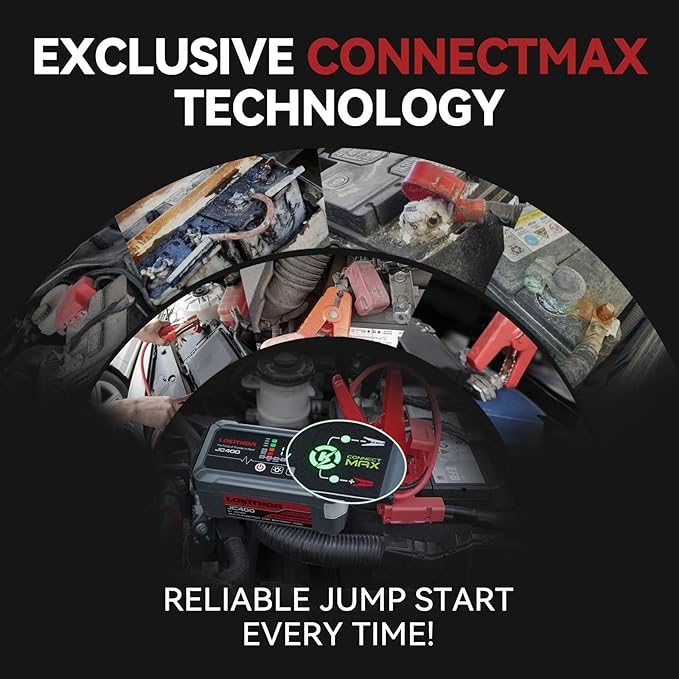 LOKITHOR JC400 9-in-1 Battery Charger and Jump Starter, 2500A 12V Portable Jump Box for Car Upto 8.5L Gas/6.5L Diesel,