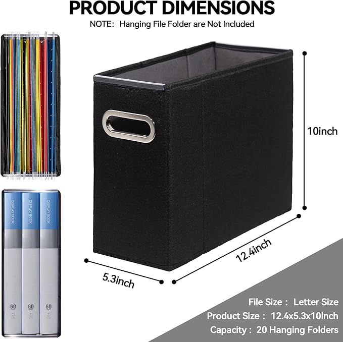 4 Packs Letter Size File Organizer, File Folders Organizer, Fabric Storage Box, Collapsible Paper Organizer with Metal Handle