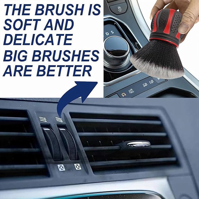 AUCELI Car Detailing Brush, Ultra Soft Auto Interior Dusting Brush with Storage Rack, Car XL Synthetic Brush Cleaning Tool, U