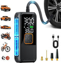 Tire Inflator Portable Air Compressor, 150 PSI Rechargeable Air Pump with Digital Pressure Gauge and LED Light, Smart Auto-Off Tire Pump for Car, Motorcycle, Bike, Ball