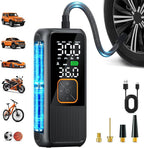 Tire Inflator Portable Air Compressor, 150 PSI Rechargeable Air Pump with Digital Pressure Gauge and LED Light, Smart Auto-Off Tire Pump for Car, Motorcycle, Bike, Ball