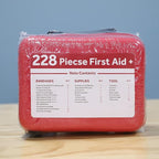 Compact First Aid Kit (228pcs) Designed for Family Emergency Care. Waterproof EVA Case and Bag is Ideal for The Car, Home, Bo