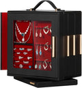 Homde Jewelry Box 360° Rotating, Necklace Earring Organizer with Transparent Window, Mirror, 7 Drawers, Large Ring Display St