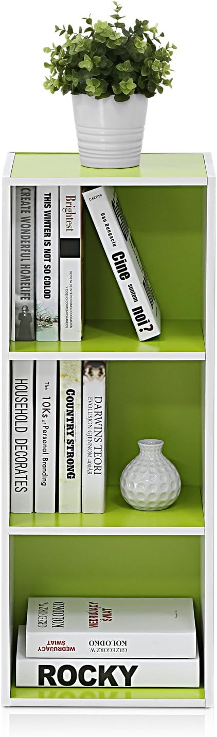 Furinno LUDER Book Shelf, 3-Cube Bookshelf, Bookcase with Open Shelves, 9.3 x 12 x 31.5, Easy Assembly, for Living Room, Bedr