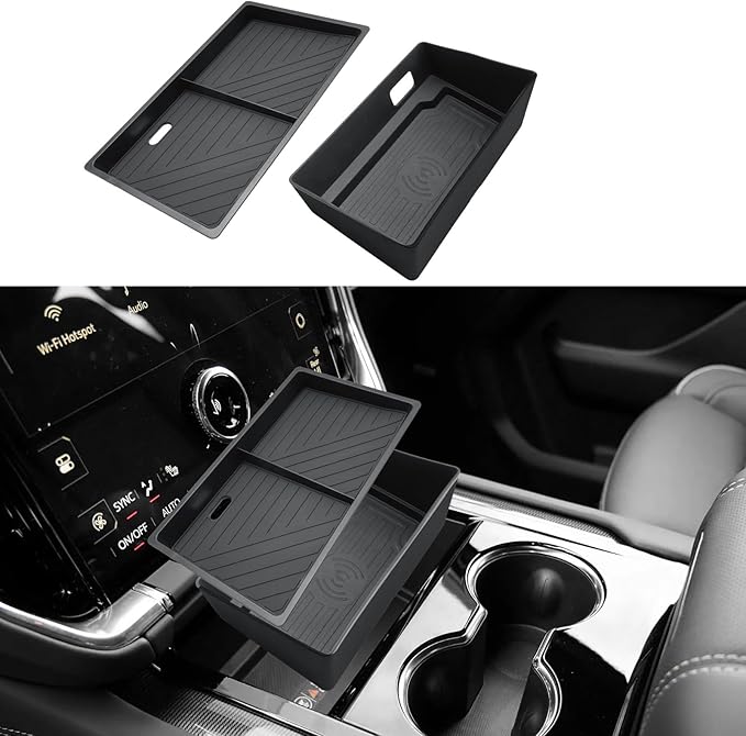 ECOZEN 2026 GMC Yukon Center Console Organizer - Double-Layer TPE For 2025-2026 Yukon/Yukon XL Console Storage Tray Compatible with 2025-2026 Yukon XL(Elevation/AT4) Accessories - Not For Denali