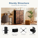 DUMOS Dresser for Bedroom, 10 Storage Drawers, Wide Fabric Closet Chests Organizer Tower Furniture with Wooden Top Metal Fram