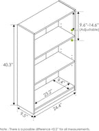 Furinno JAYA Book Shelf, 3-Tier Bookshelf, Bookcase with Adjustable Shelves, 9.5 x 24.5 x 40.3, for Organization and Storage,