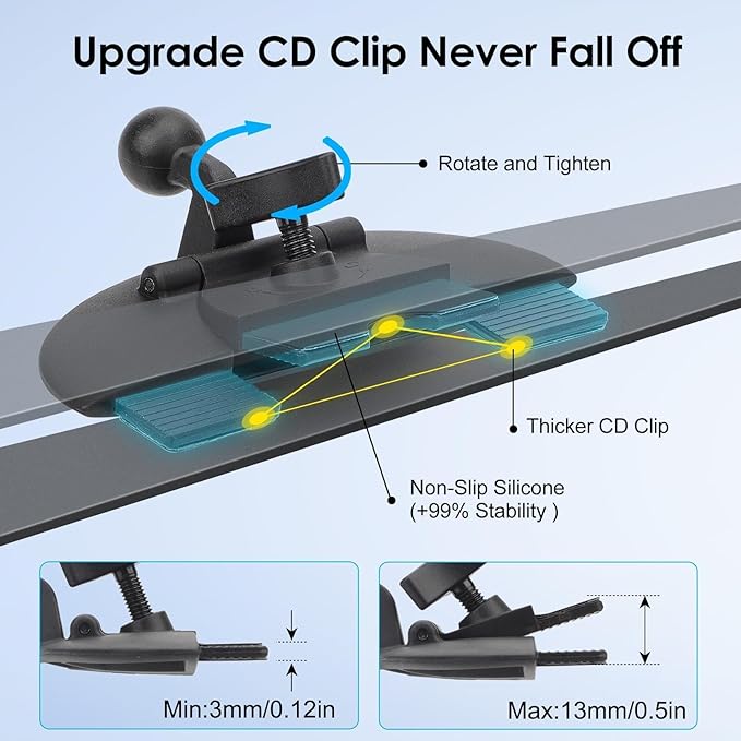 EEEKit Magnetic CD Slot Phone Mount, 20 Strong Magnets CD Player Holder, Pop Grip Ring Support for Magsafe Cases and All Smartphones