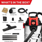 Shop-Vac 6.5 Gallon 4.0 HP Wet/Dry Vacuum with Blower Function, Stainless Steel Tank, Portable Shop Vacuum with Wheels, Inclu