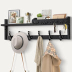 Coat Rack Wall Mount with Shelf, 27.5" Entryway Wall Hanging Shelf, Coat and Key Hanger with 10 Dual Hooks, Mail Organizer an