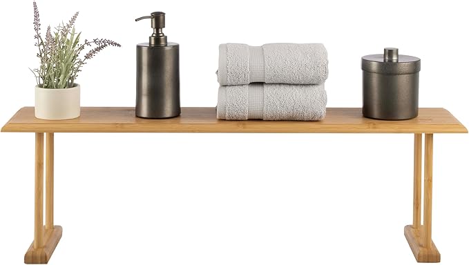 Bamboo Sink Shelf - Countertop Organizer Kitchen, Bathroom, Bedroom, Office - Space-Saving Storage for Soap, Sponges, and Cle