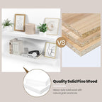 Vivelove Wooden Floating Shelves for Wall 24” x 8”x 1.4”, Solid Wood Shelf with Invisible Brackets, Deep Wall Shelves for Bat