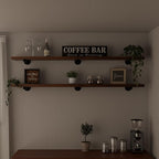 Industrial Pipe Wall Shelves - 60"" Warm Walnut Solid Wood, 12"" Deep Floating Shelving for Farmhouse Rustic Decor, Sturdy St