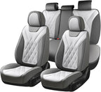 Coverado Car Seat Covers Full Set, Seat Covers for Cars, Front Seat Covers and Back Seat Cover Waterproof Leather Automotive 