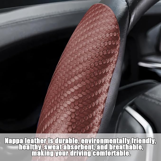 Mandark 3PCS Carbon Fiber Car Steering Wheel Cover, Anti-Skid Leather Vehicle Segmented Steer Wheel Protector, Auto Interior 