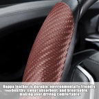 Mandark 3PCS Carbon Fiber Car Steering Wheel Cover, Anti-Skid Leather Vehicle Segmented Steer Wheel Protector, Auto Interior 