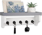Key and Mail Holder Wall Mount, Key Holder with Shelf and Mail Organizer Wall Mount. Mail Holder with 5 Hooks for Coat, Dog L