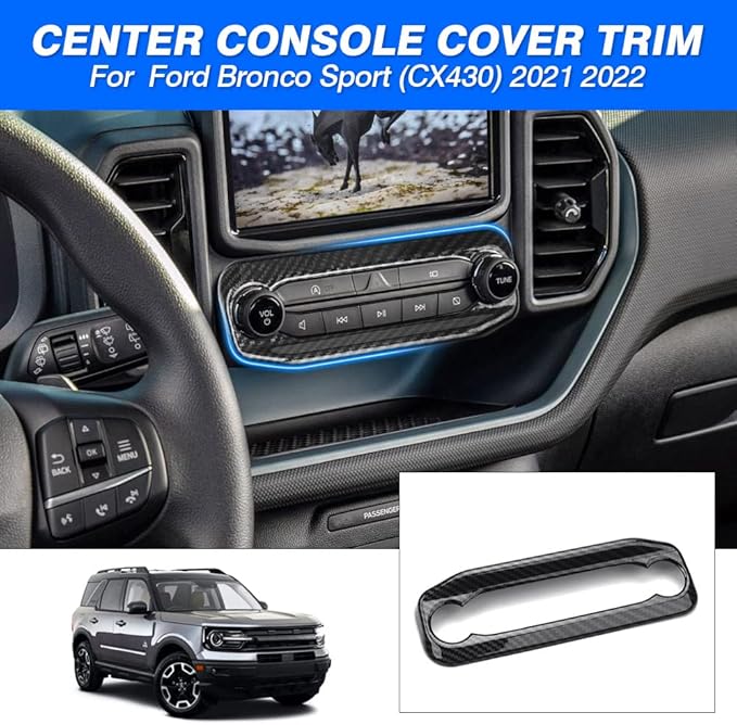 Autorder Custom Fit for Accessories 2021 2022 2023 2024 2025 Ford Bronco Sport Carbon Fiber Button Frame Panel Cover Center Console Interior Trim