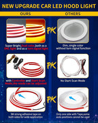 Exterior Car LED Hood Light Strip,Dual Color Dynamic Scan Start Up Hoodbeam Kit,Led Daytime Running Lights White&Amber Switchback Sequential Turn Signal Lights for Cars, Trucks,SUV(95inch/1set)