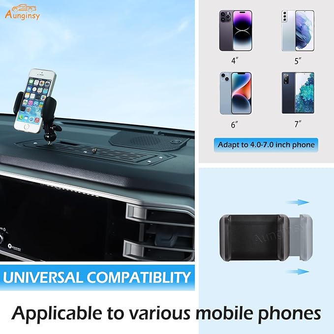 Aunginsy Center Console Dash Storage Organizer Tray with Phone Holder Compatible with Toyota Tundra/Sequoia 2022-2026, Car Dashboard Multi-Functional Mobile Phone Mount Storage Box Insert Accessories
