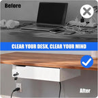 Under Desk Drawer Storage with Lock, Metal Undermount Table Drawer, Ball Bearing Slides Out Tray Organizer for Paper, Pencil,