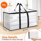 BlissTotes Moving Bags, 93L 8-Pack Storage Bags, Moving Box Heavy Duty Extra Large, Moving Totes with Zipper, Reinforced Hand