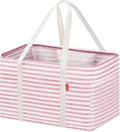LHZK Standing Utility Tote Bag with Metal Wire Frame and the Sides Rinforced, Large Tote Bag with Handle, Reusable Grocery