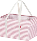 LHZK Standing Utility Tote Bag with Metal Wire Frame and the Sides Rinforced, Large Tote Bag with Handle, Reusable Grocery