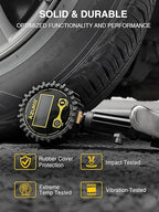 AZUNO Digital Tire Inflator with Pressure Gauge, 200 PSI, Heavy Duty Air Compressor Accessories, w/Rubber Hose Lock on Air Chuck and Quick Connect Coupler