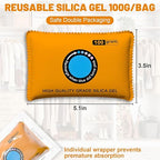 unuaST 100g Rechargeable Desiccant Pack for Storage, Reusable Color-Indicating Silica Gel Desiccant Packet, Dehumidifier Bag