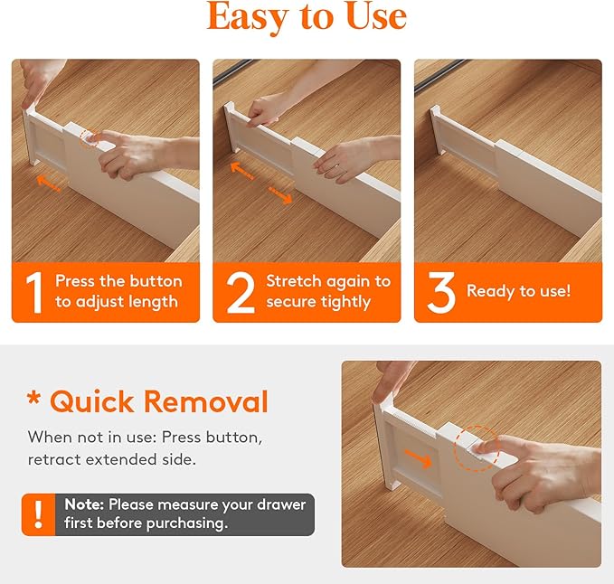 Lifewit 5 Pack Drawer Dividers 5" High, 13.5-22" Adjustable Clothes Organizers,Plastic Expandable Separators in Dresser/Bedro