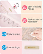 BAGSMART Hanging Jewelry Organizer Storage Roll with Hanger Metal Hooks Double-Sided Jewelry Holder for Earrings, Necklaces, 